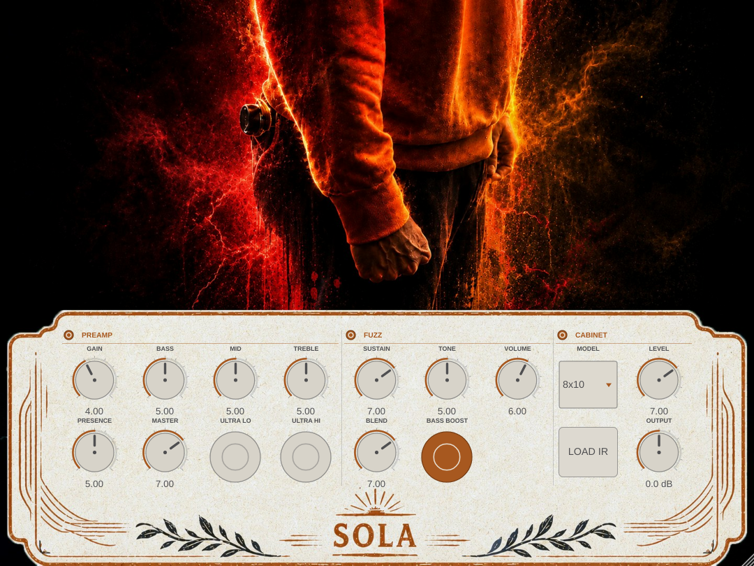 Sola Bass Fuzz, preamp and fuzz engaged